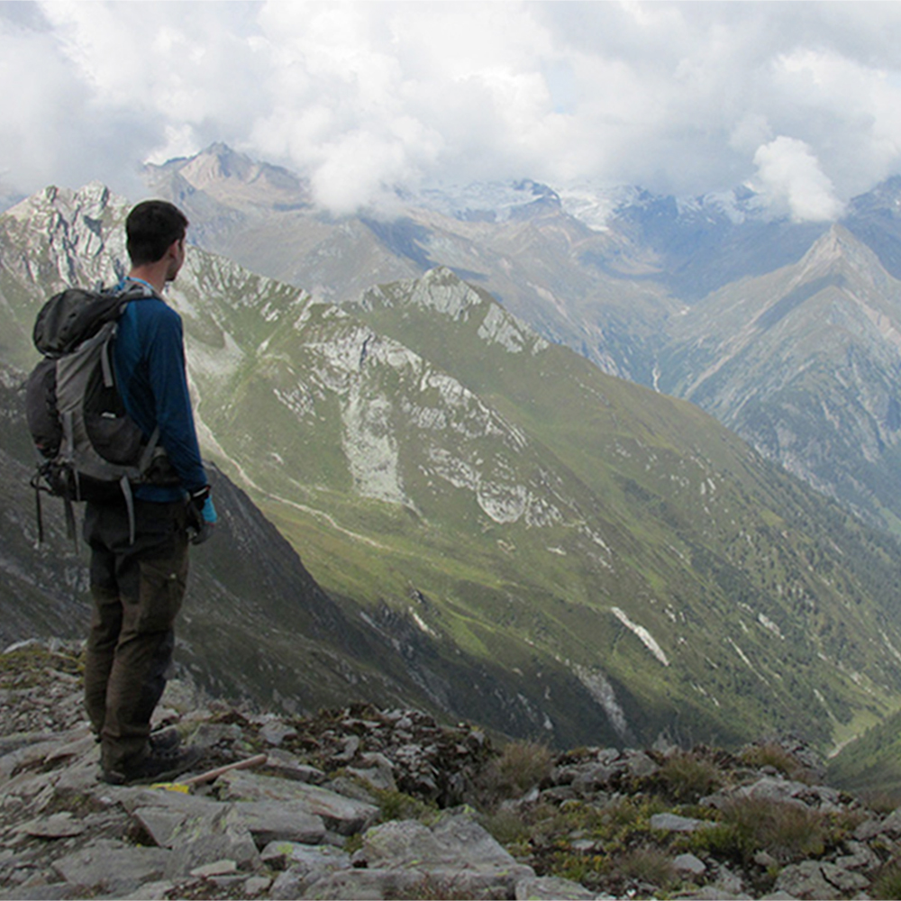 Brendan Dyck hiking in the Austrian Alps